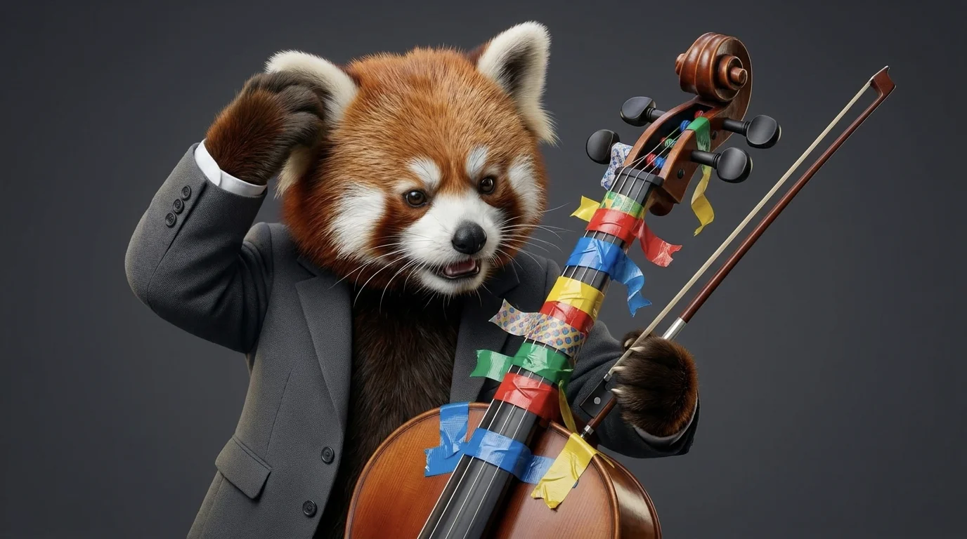 Cellist looking at fingerboard tapes